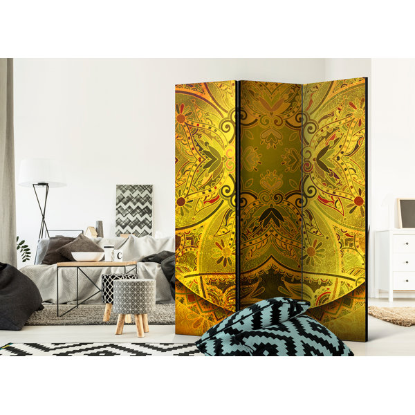 East Urban Home Greenebaum 135Cm W x 172Cm H 3 Panel Solid Wood